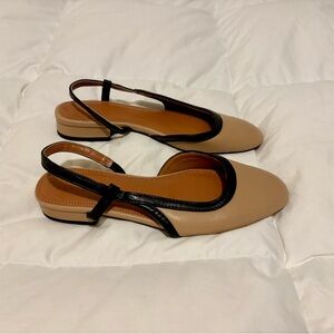 ASOS DESIGN Latte round toe slingback ballet shoes in beige